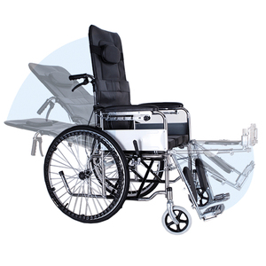 Fauteuil roulant manuel entièrement inclinable pliant en tuyau d'acier épaissi avec repose-jambes réglable en Offre Spéciale avec <span class=keywords><strong>commode</strong></span> - Product Image 3