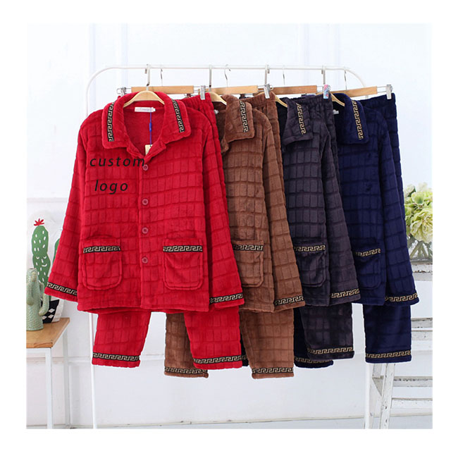 Лидер продаж, Мужская одежда для сна с длинным рукавом, теплая и мягкая зимняя и осенняя мужская спальная Фланелевая пижама, комплект для сна, одежда для сна для мужчин, бирюзовый цвет