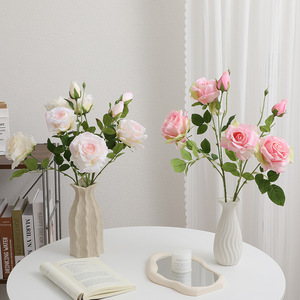 Rose Artificiali Realistiche a 3 Rami, Rose Finte a Stelo Lungo per Composizioni Floreali e Decorazioni per Soggiorno - Product Image 3