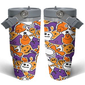 Gobelet isotherme en acier inoxydable imprimé dessin animé Halloween avec couvercle, 30 oz, pour les fêtes et l'extérieur - Product Image 1