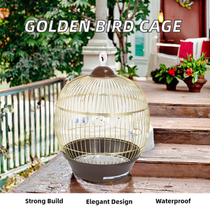 Evcil hazır stokları için toptan küçük altın kuş kafesi demir plastik malzeme kuş kafesi plastik tepsi OPT39119G evcil hayvan kafesi ürünleri - Product Image 3