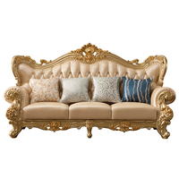 JINS Royal Ensemble de canapés sectionnels sculptés de luxe européen 123 meubles élégants en bois massif en cuir pour la maison et l'hôtel pour canapés de salon