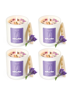 Calm Women - Paquete de 4 Velas Aromáticas de Cera de Soja con Cristales de Amatista, Cuarzo Rosa y Lapislázuli - 28 oz para Aromatizar el Hogar - Product Image 3