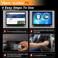 2026 Vgate VLinker FS ELM327 ELM327 Scanner de diagnostic automobile OBD OBD2 Interface d'outils OBDII pour Mazda