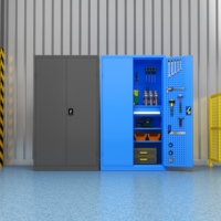 Armoire à outils autoportante verrouillable en acier laminé à froid avec porte perforée, disponible en OEM/ODM pour l'organisation de garage