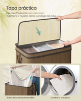 Panier à linge en bambou SONGMICS de 170 litres, amovible et lavable en machine, panier à linge à 3 compartiments avec couvercle