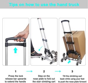 Fabriek Trappen Klimmen Met Voorwielen, Opvouwbare Handtruck, Aluminium Bagage Bewegende <span class=keywords><strong>Trolley</strong></span> Kar - Product Image 3