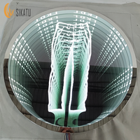 Boîtes lumineuses publicitaires rondes personnalisées en verre trempé avec effet holographique 3D, effet abysse magique et miroir infini