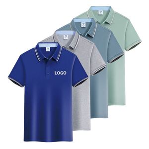 เสื้อโปโลราคาแข่งขัน ไม่หดตัว ผลิตจากผ้าฝ้ายยาว 55% สำหรับผู้ชาย สกรีนโลโก้ได้ ระบายอากาศ แห้งเร็ว เหมาะสำหรับธุรกิจ ลำลอง และกอล์ฟ - Product Image 1