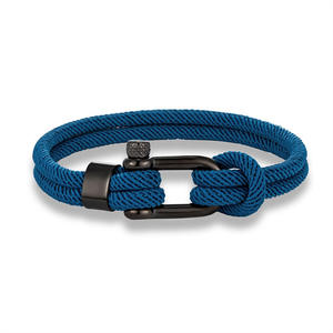 Bracciale alla moda fatto a mano in tessuto con corda di milano nero in acciaio inossidabile a forma di U fibbia sportiva gioielli di sopravvivenza all'aperto - Product Image 4