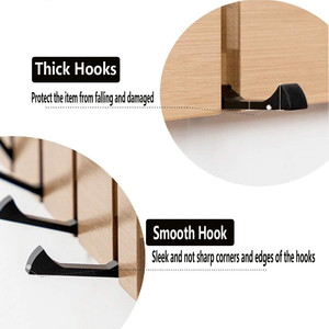 High Quality Entryway Wooden Clothes Hanger Bamboo <strong>Wall</strong> Mounted <strong>Coat</strong> <strong>Rack</strong> With 5 Dual Rails Hooks for Hanging Towels Hats Key - Product Image 6