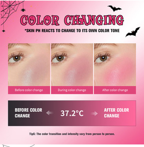 Palette <span class=keywords><strong>de</strong></span> fard à joues crème noir 3-en-1 haute pigmentation, changeant <span class=keywords><strong>de</strong></span> couleur selon la température, pour <span class=keywords><strong>visage</strong></span>, lèvres, yeux et joues, waterproof, longue tenue, Halloween - Product Image 5