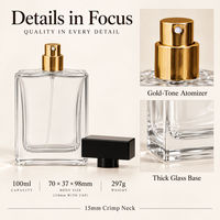 Flacon de parfum en verre de 100 ml, rectangulaire et plat, contenant de parfum, col à sertir de 15 mm, emballage personnalisé avec logo