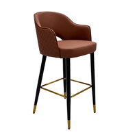 Chaise de bar marron avec repose-pieds doré, tabourets de bar commerciaux pour hôtel, restaurant, îlot de cuisine, comptoir de bar, mobilier