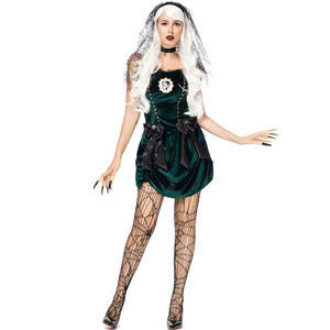 2026 Costume de Mariée Fantôme Résuscitée Verte, Uniforme d'Halloween, Costume de Vampire et de Zombie, pour Fêtes à Thème <span class=keywords><strong>Thriller</strong></span> et Jeux de Rôle - Product Image 4