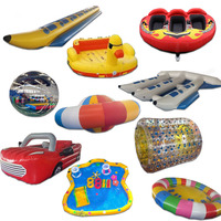 Vente en gros usine de jouets aquatiques gonflables : Bateau banane tractable et Boule aquatique roulante, usage commercial pour la location en lac, sur plage et en parc aquatique
