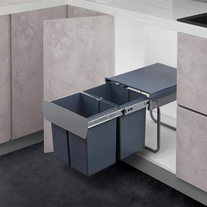 Barrels 100L Cover Cabinet Trash Holder Rubbish Integrated 2 <strong>Bin</strong> Hidden Garbage Cans Sliding Pull-Out Kitchen Waste Containers - Product Image 1
