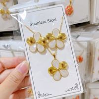 Groothandel RVS Emaille Bloem Vlinder Hart Fruit Schelp Oorbellen Set met bijpassende hanger ketting sieraden voor vrouwen