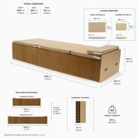 Lit en carton nid d'abeille extensible et écologique avec coussins - Portable, gain de place, lit d'appoint/lieu de repos polyvalent