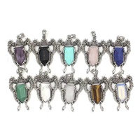 Bijoux en gros Accessoires Bouclier Forme Double Dragon Charme Pierre Naturelle Guérison Oeil de Tigre Cristal Pendentifs pour Hommes c