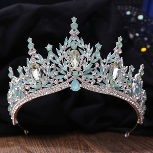 Vendita calda nuovo arrivo matrimonio di compleanno e anniversario corona per ragazze di cristallo verde/rosa diadema da sposa vendita corona in lega calda - Product Image 3