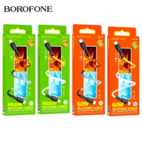 Câble de charge en silicone BOROFONE BX86 USB-C//Micro USB, charge rapide, synchronisation des données pour ordinateurs portables, compatible avec PD 20W/60W