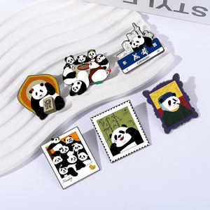 パンダ食べる竹とホットポットエナメルピン魅力的に素朴なパンダブローチかわいい漫画パンダラペルバッジ服ジュエリーギフト - Product Image 2