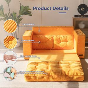 Canapé-lit convertible, canapé deux places escamotable, canapé-lit pliant, canapé de sol pliable avec oreillers <span class=keywords><strong>pour</strong></span> chambre à coucher - Product Image 6