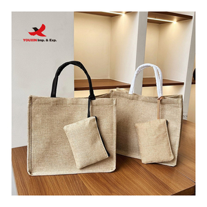Bolsa de Yute Natural al por Mayor, Bolsa Ecológica Reutilizable con Asa de Algodón, Logotipo Personalizado - Product Image 1