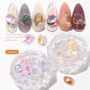 Misscheering 10 unids/caja de Cristal AB arte de uñas decoraciones Aurora Irregular Pixie joyas de piedras - Product Image 3