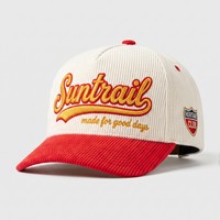 Casquette de baseball structurée à 5 panneaux en velours côtelé bicolore, avec broderie 3D en relief personnalisée, style automne-hiver, profil haut, fermeture snapback