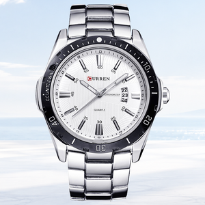 Reloj de Cuarzo CURREN 8110 para Hombre, Nuevo Modelo, Correa de Acero Inoxidable, Resistente al Agua, Calendario, Diseño Simple, Reloj de Pulsera de Lujo para Negocios - Product Image 1