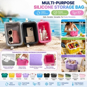 Sac de rangement pliable en silicone YC, étanche, sans BPA, avec fermeture à clip, pour la plage, les voyages et les articles de toilette - Product Image 2