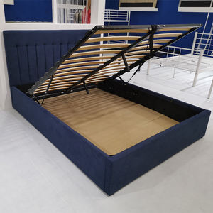 Cama Moderna Italiana King Size con Estructura Nórdica Azul, Tapizada en Lino, con Almacenamiento, para Dormitorio Doble/Queen/Villa - Product Image 2