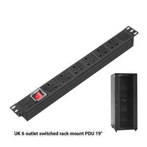 Tira de alimentación de montaje en rack de 6 entradas con interruptor PDU enchufe del Reino Unido para equipo de distribución de energía del gabinete del servidor - Product Image 1