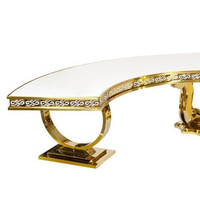 Tables de mariage demi-lune avec plateau en verre, design moderne pour hôtel, salon et usage extérieur
