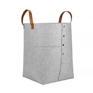 Panier de rangement en feutre, panier en feutre pliable, panier de rangement pour le linge avec poignée en PU - Product Image 5