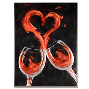 Obra de arte de Metal para sala de estar, pintura moderna para pared, Romance, vino tinto