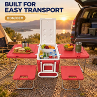 Table pliante avec glacière isotherme 32L, porte-gobelets, pour plage, barbecue, rangement portable, OEM ODM