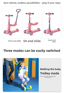 Trottinette pliable légère et moderne à trois roues avec siège pour enfants, pour utilisation en extérieur, jeu en plein air, trottinette sportive - Product Image 3