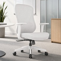 Chaise de bureau ergonomique pour la maison, chaise d'ordinateur pivotante à dossier moyen avec roulettes, soutien lombaire réglable, accoudoirs 3D