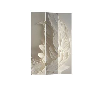 Modern Feather Print Floor Partition Panel Room Divider Standing <b>Screen</b> for Living Room Bedroom Salon Decor - Product Image 2