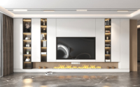 Meuble TV en Bois Massif Écologique Personnalisable pour Toute la Maison avec Étagères Métalliques - Design de Plan de Salon Luxe Moderne avec Rangement