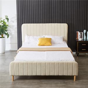 <span class=keywords><strong>Lit</strong></span> plateforme <span class=keywords><strong>de</strong></span> style européen en crème beige avec des motifs rembourrés doux, cadre <span class=keywords><strong>de</strong></span> <span class=keywords><strong>lit</strong></span> moderne King, meubles <span class=keywords><strong>de</strong></span> chambre à coucher - Product Image 1