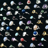 Anneau de perle de plaquette bleue, anneaux de cristal, pierre naturelle, cristaux Vintage de bonne qualité, anneaux de guérison