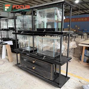 Luxury Wooden Jewelry Counter Glass Display Cabinet LED Light High End Jewelry Display Rack Modern Showcase Unit - Product Image 3