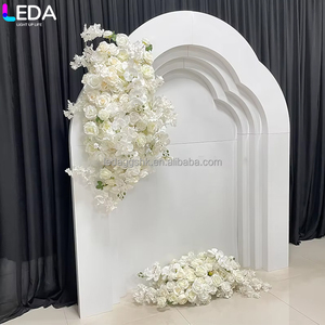 ฉากหลังงานแต่งงาน LEDA สำหรับงานเลี้ยงฉลองทารกแรกเกิด โครงเหล็กสีขาว 3 มิติ หลายชั้น พร้อมพรมดอกไม้ - Product Image 1