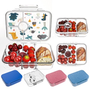 Aohea Vente en gros Boîte à bento pour enfants en plastique Tritan transparent 4 compartiments Boîte à lunch 100% étanche Boîte à lunch pour enfants sans BPA pour l'école - Product Image 4