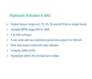 Actionneur hydraulique haute performance 840 pour le contrôle de la vitesse du moteur, entièrement compatible avec les régulateurs électroniques - Product Image 6