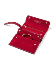 Sac de voyage pour bijoux en cuir rouge gaufré croco de luxe avec logo personnalisé, organiseur de bijoux portable avec deux boutons à pression